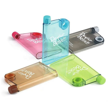 Blue Ultra Slim Notebook Style Water Bottle 380ml | Portable Memo Bottle for Travel, School & Office