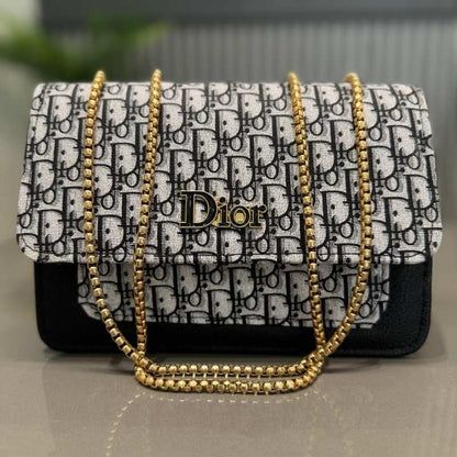 Black | Dior Oblique Canvas & Leather Flap Clutch | Luxury Designer Handbag for Women